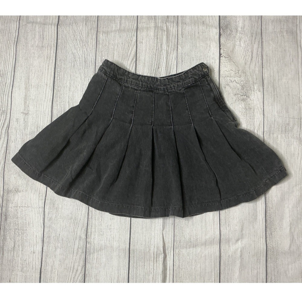 DIVIDED by H&M Black Acid Wash Pleated‎ Denim Mini Skirt Women 6 GUC